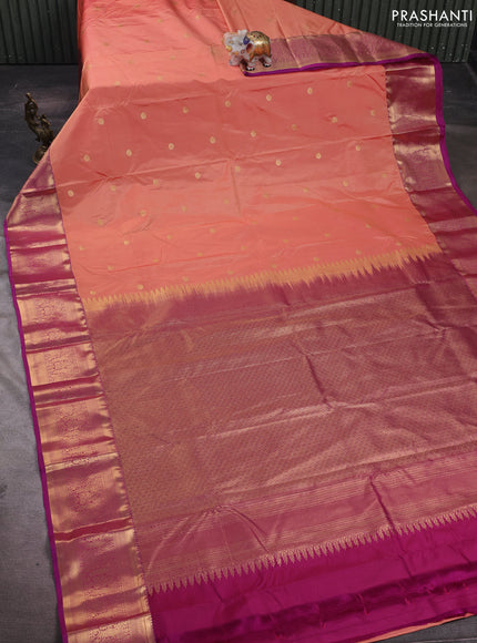 Peach    & Magenta Pink Bangalori Silk - Buttas