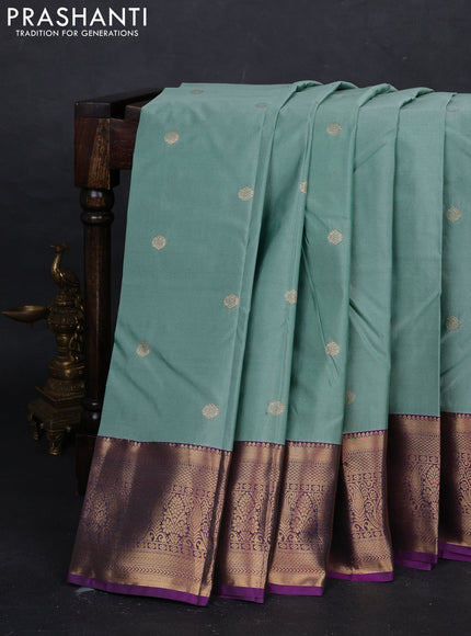 Pastel Green & Purple Bangalori Silk - Buttas