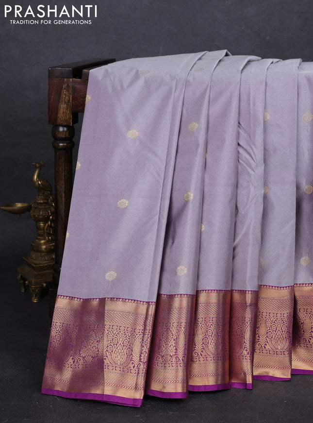 Grey & Purple Bangalori Silk - Buttas