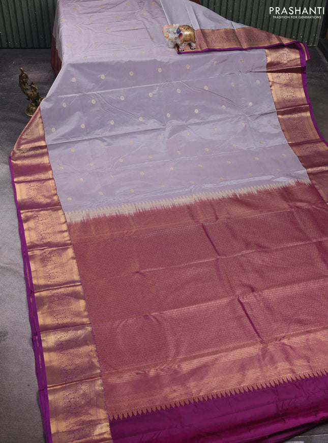 Grey & Purple Bangalori Silk - Buttas