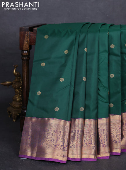 Green & Purple Bangalori Silk - Buttas