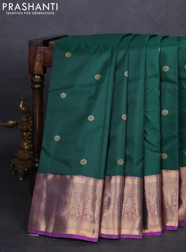 Green & Purple Bangalori Silk - Buttas