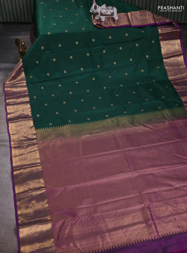 Green & Purple Bangalori Silk - Buttas