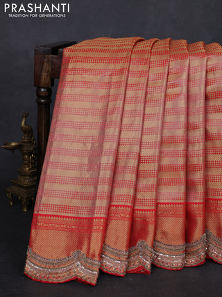 Red Pure Kanchipuram Silk - Embroidery