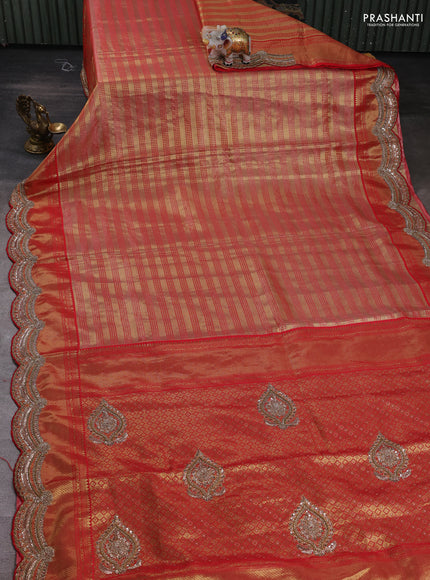 Red Pure Kanchipuram Silk - Embroidery