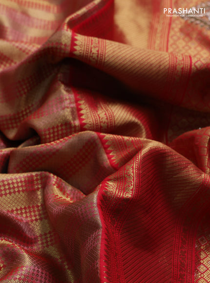 Red Pure Kanchipuram Silk - Embroidery