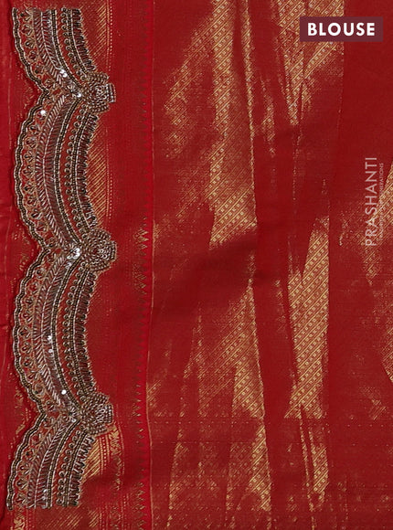 Red Pure Kanchipuram Silk - Embroidery