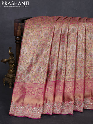 Magenta Pink Pure Kanchipuram Silk - Embroidery