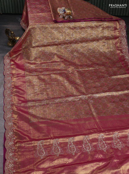 Magenta Pink Pure Kanchipuram Silk - Embroidery