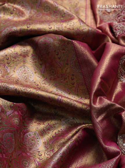 Magenta Pink Pure Kanchipuram Silk - Embroidery