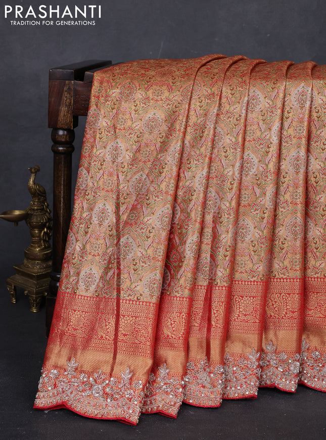 Red Kanchipuram Silk - Embroidery