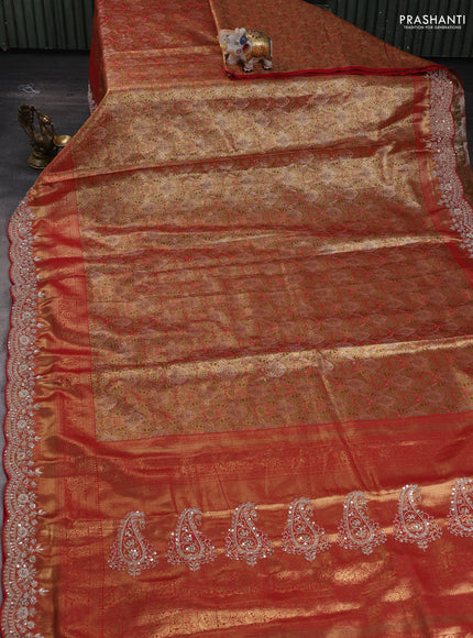 Red Pure Kanchipuram Silk - Embroidery
