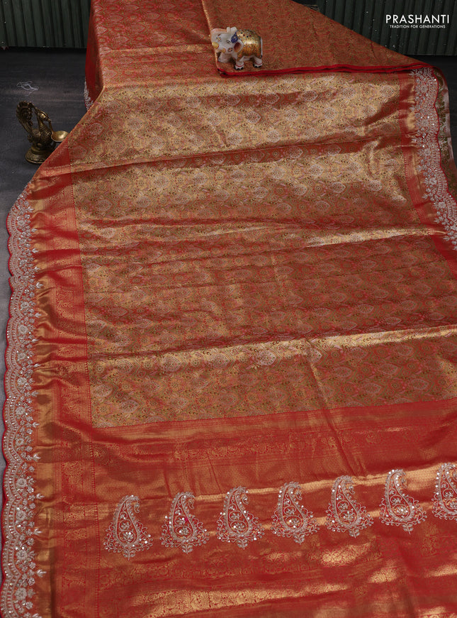 Red Kanchipuram Silk - Embroidery
