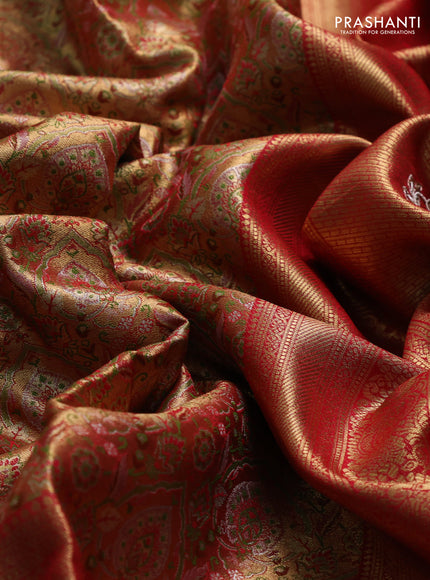 Red Pure Kanchipuram Silk - Embroidery