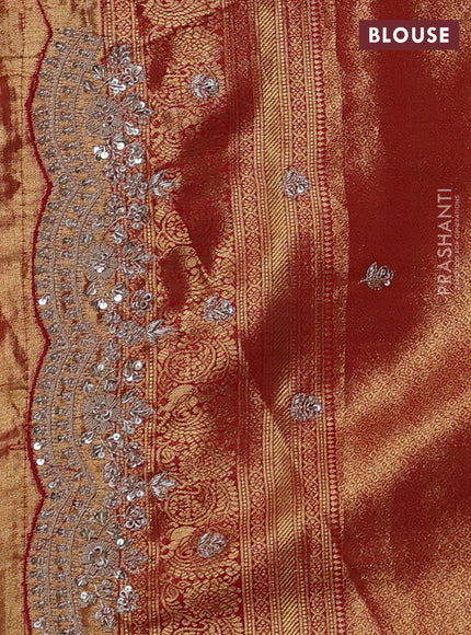 Red Pure Kanchipuram Silk - Embroidery