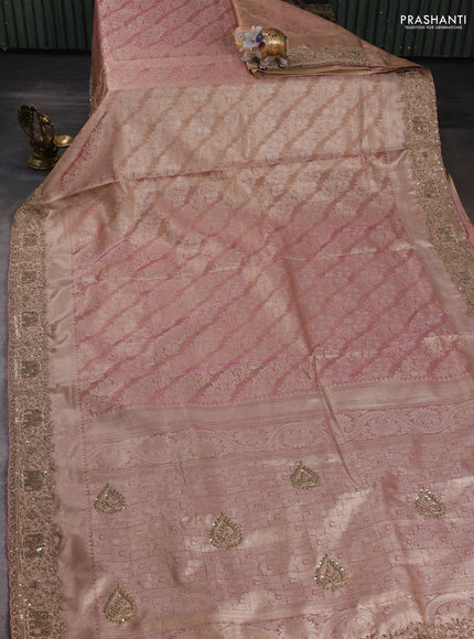 Mauve Pink Pure Kanchipuram Silk - Embroidery