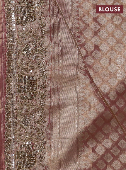 Mauve Pink Pure Kanchipuram Silk - Embroidery