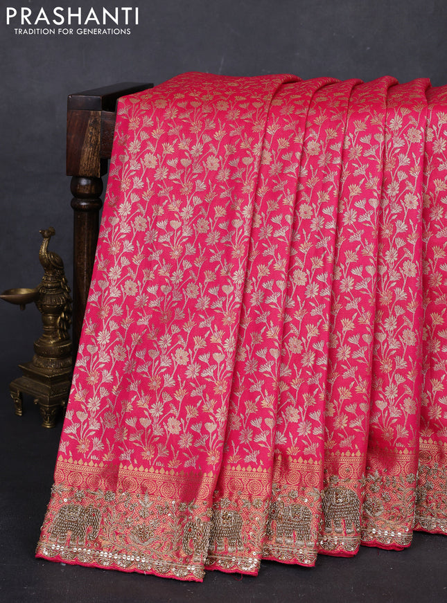 Pink Kanchipuram Silk - Embroidery