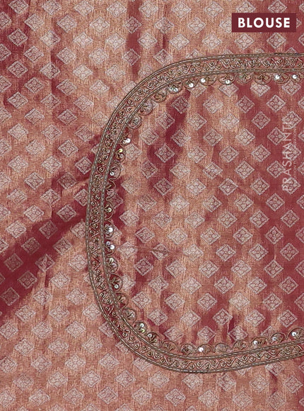 Peach Pink Pure Kanchipuram Silk - Embroidery
