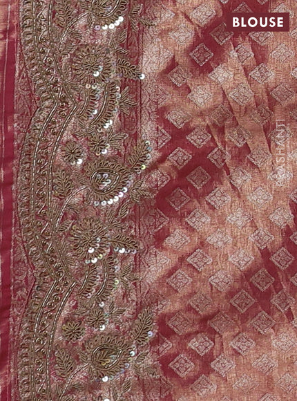 Peach Pink Pure Kanchipuram Silk - Embroidery