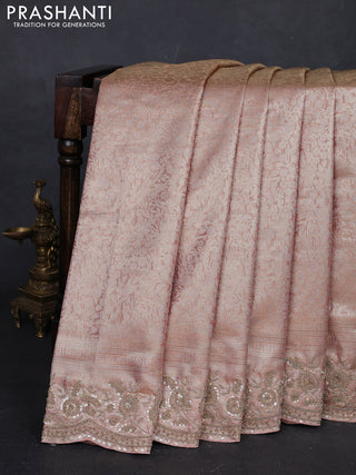 Pastel Peach Pure Kanchipuram Silk - Embroidery