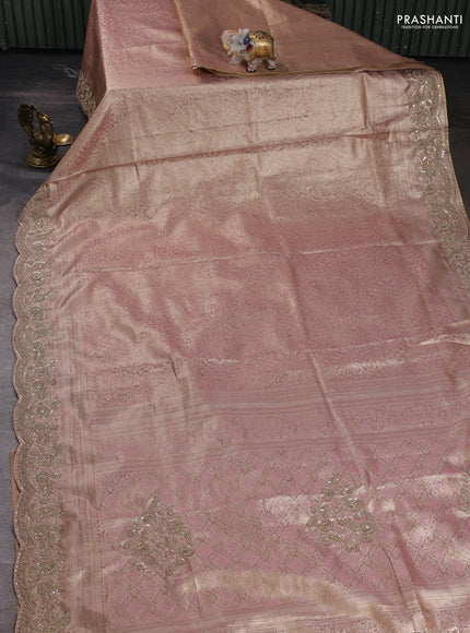 Pastel Peach Pure Kanchipuram Silk - Embroidery