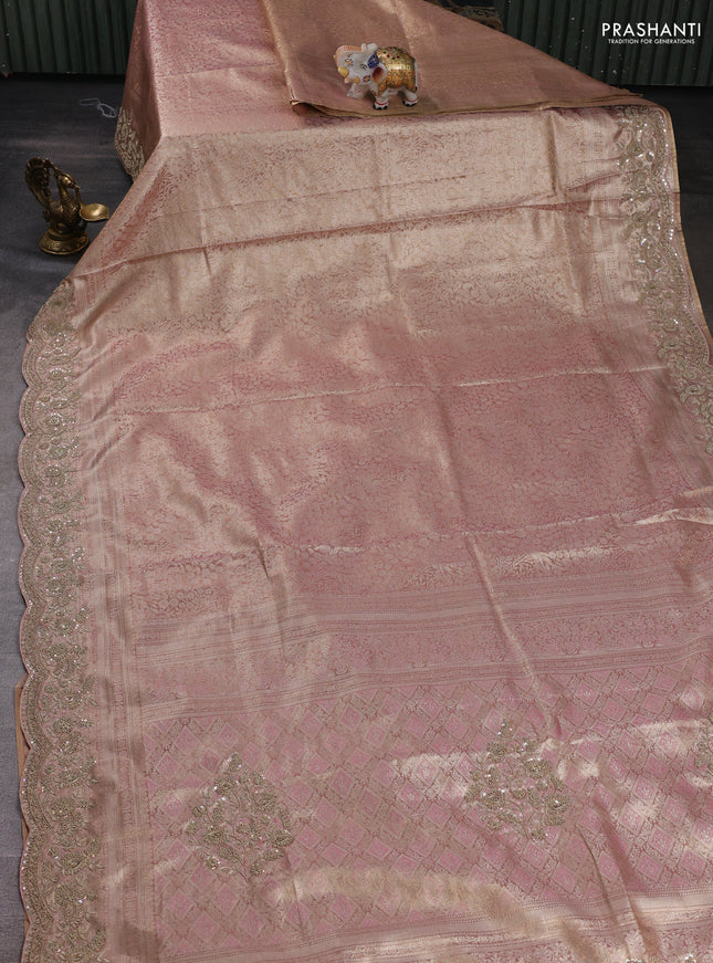 Pastel Peach Kanchipuram Silk - Embroidery