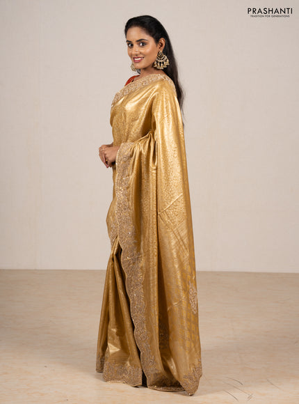 Pale Yellow Pure Kanchipuram Silk - Embroidery