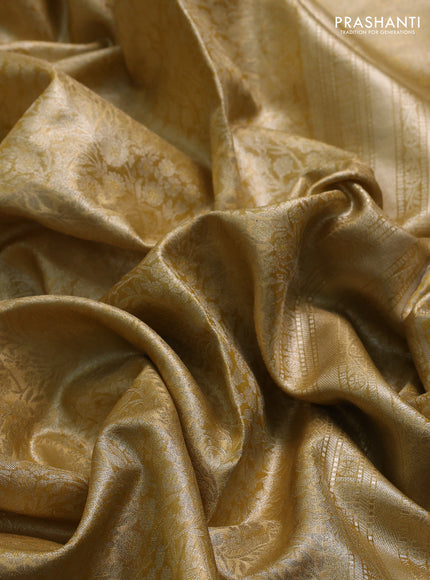 Pale Yellow Pure Kanchipuram Silk - Embroidery