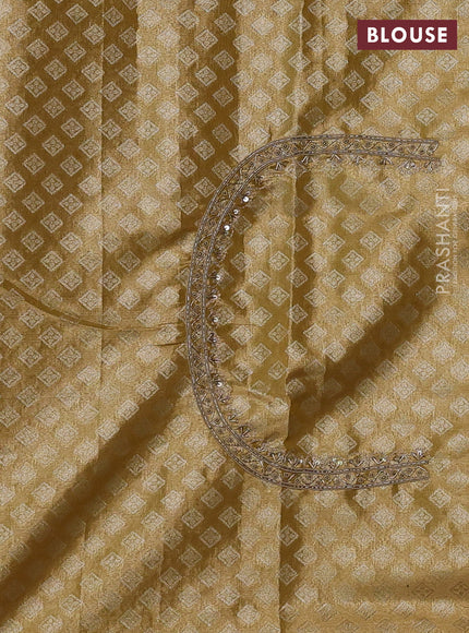 Pale Yellow Pure Kanchipuram Silk - Embroidery