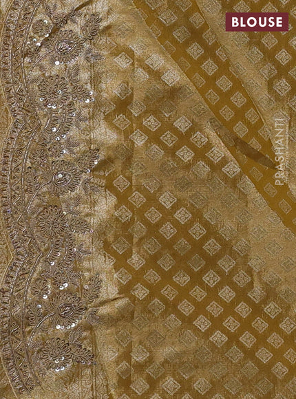 Pale Yellow Pure Kanchipuram Silk - Embroidery