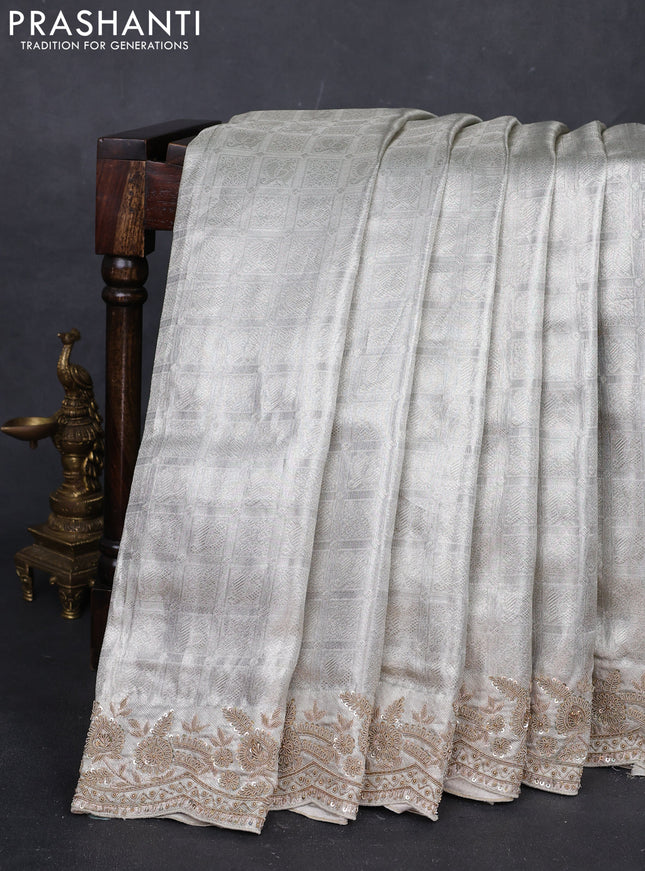 Grey Kanchipuram Silk - Embroidery