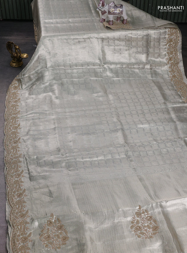 Grey Kanchipuram Silk - Embroidery