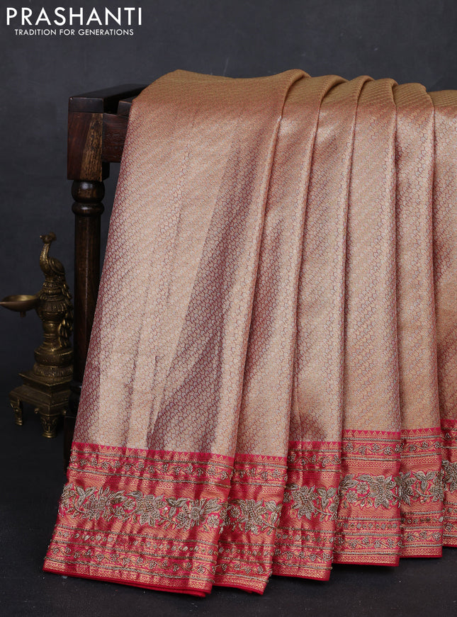 Pink Kanchipuram Silk - Embroidery