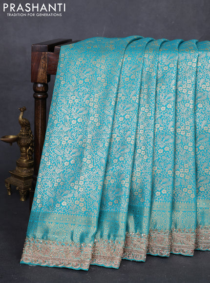 Teal Green Pure Kanchipuram Silk - Embroidery