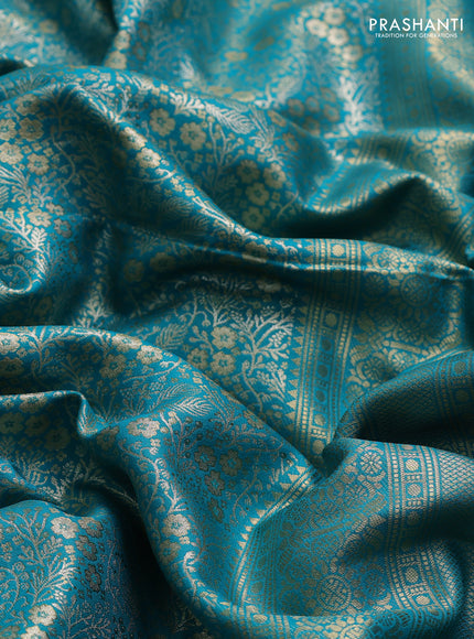 Teal Green Pure Kanchipuram Silk - Embroidery