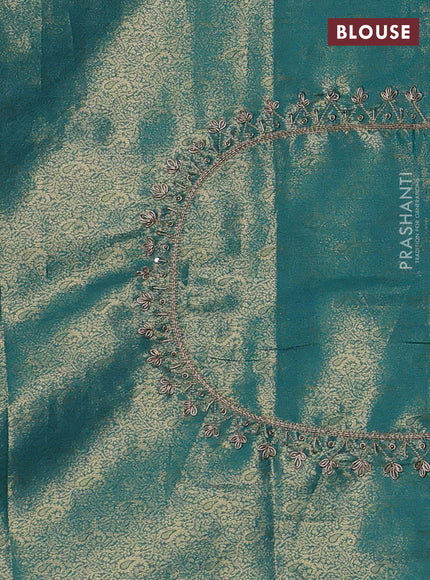 Teal Green Pure Kanchipuram Silk - Embroidery