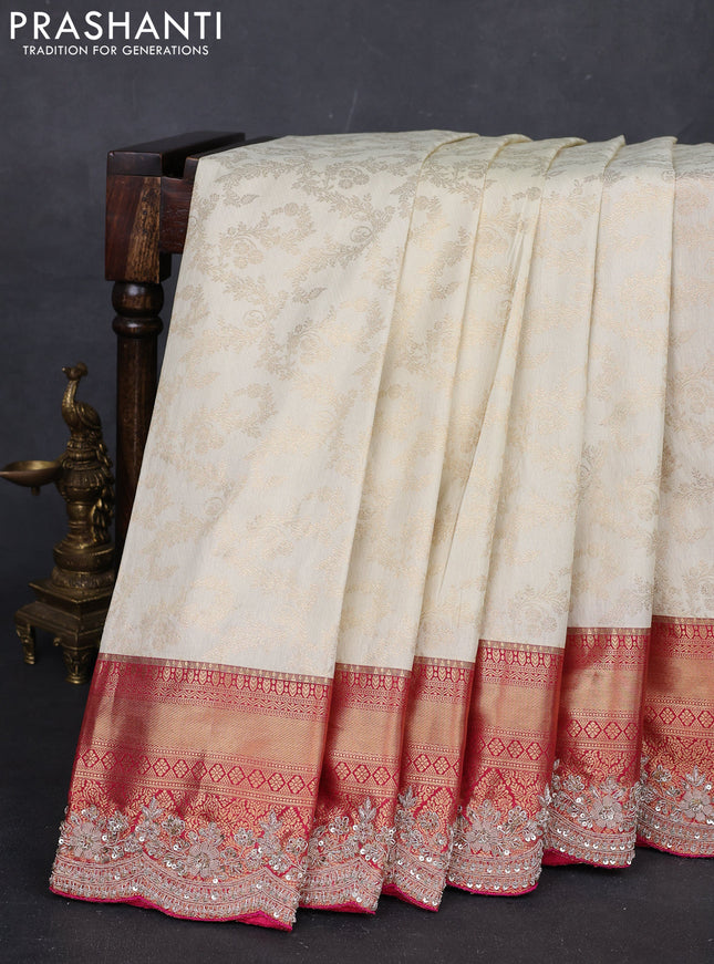 Magenta Pink Kanchipuram Silk - Embroidery