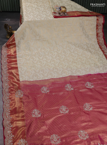 Magenta Pink Pure Kanchipuram Silk - Embroidery