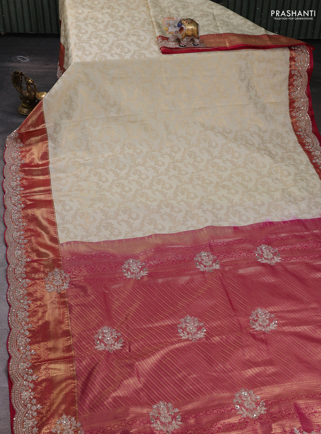 Magenta Pink Kanchipuram Silk - Embroidery