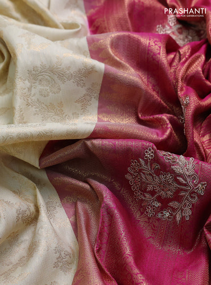 Magenta Pink Pure Kanchipuram Silk - Embroidery