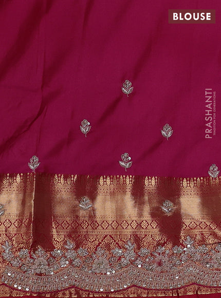 Magenta Pink Pure Kanchipuram Silk - Embroidery