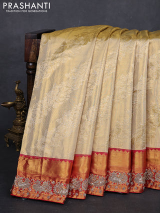 Red Kanchipuram Silk - Embroidery