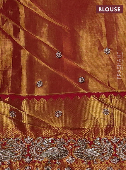 Red Kanchipuram Silk - Embroidery