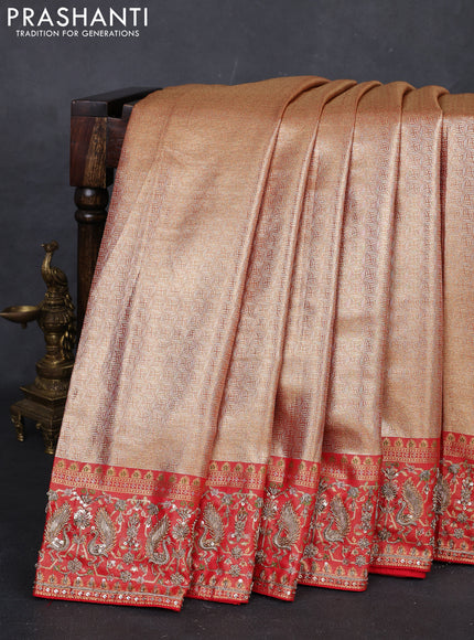 Red Pure Kanchipuram Silk - Embroidery