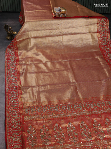 Red Pure Kanchipuram Silk - Embroidery