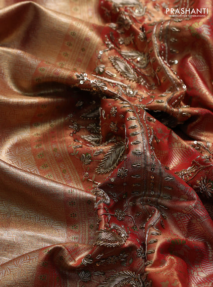Red Pure Kanchipuram Silk - Embroidery