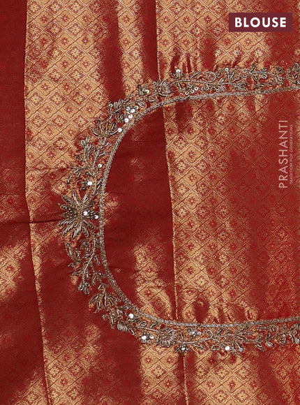 Red Pure Kanchipuram Silk - Embroidery