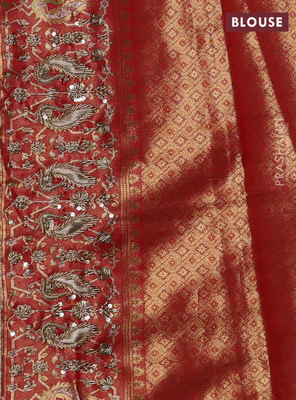 Red Pure Kanchipuram Silk - Embroidery