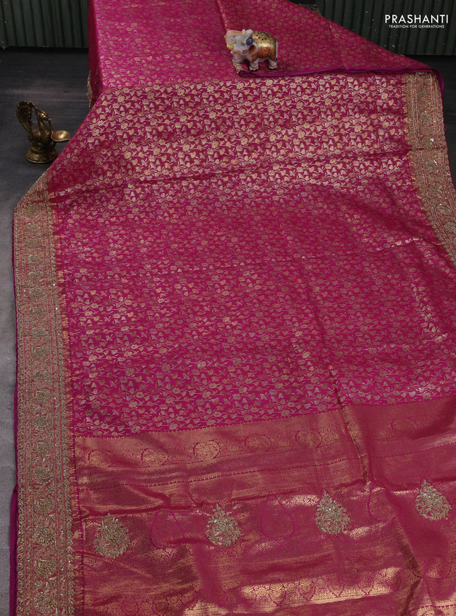 Magenta Pink Kanchipuram Silk - Embroidery
